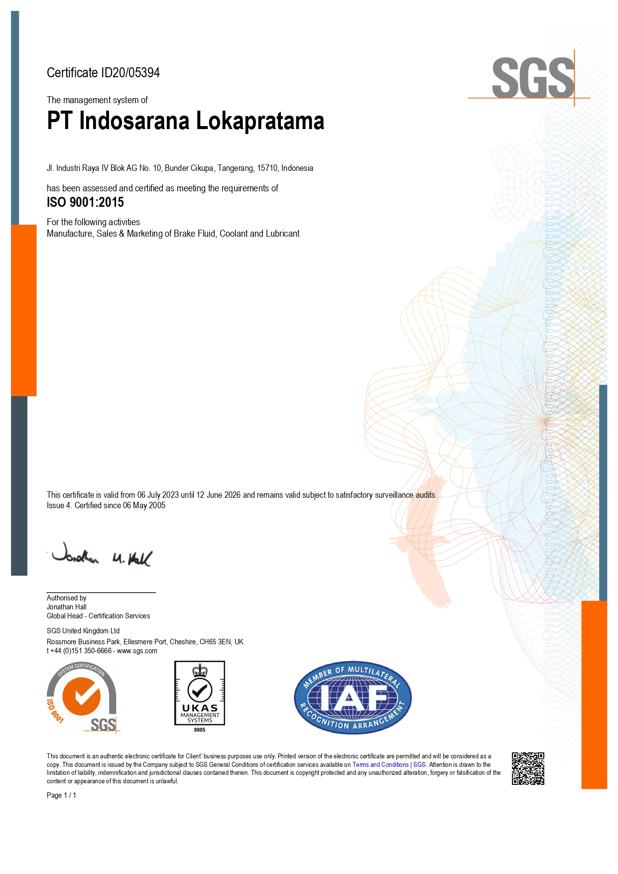 7622 Softcopy Certificate ISO 9001 page